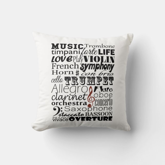 Music Orchestra Throw Pillow (Front)