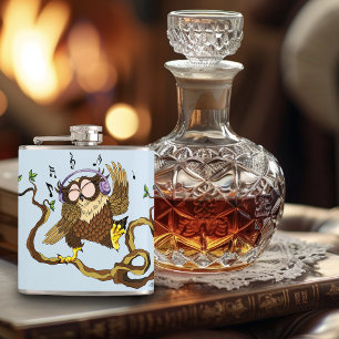 Music Owl Hip Flask