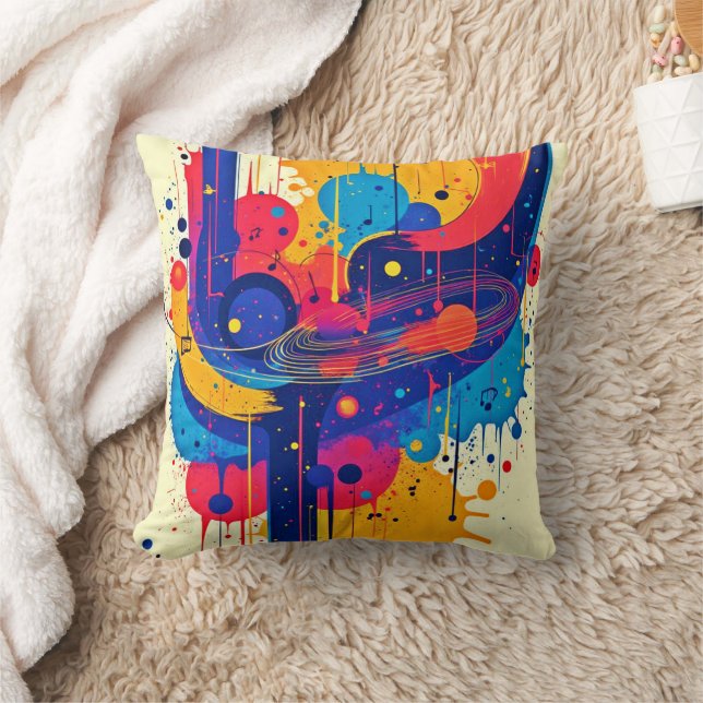 Music Paints Emotion Throw Pillow (Blanket)