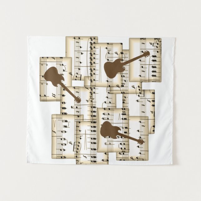music paper guitars background tapestry (Front (Horizontal))