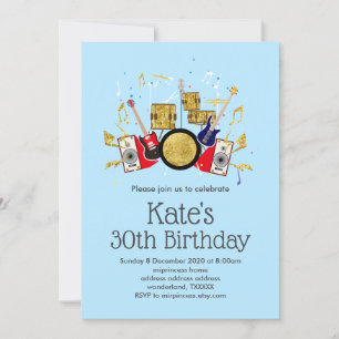 music party guitar drum set musical invitation