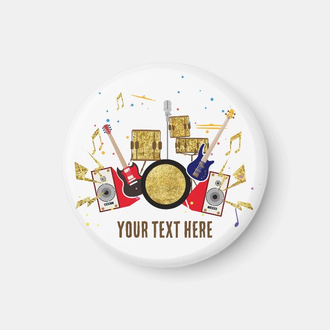 music party guitar drum set musical magnet (Front)