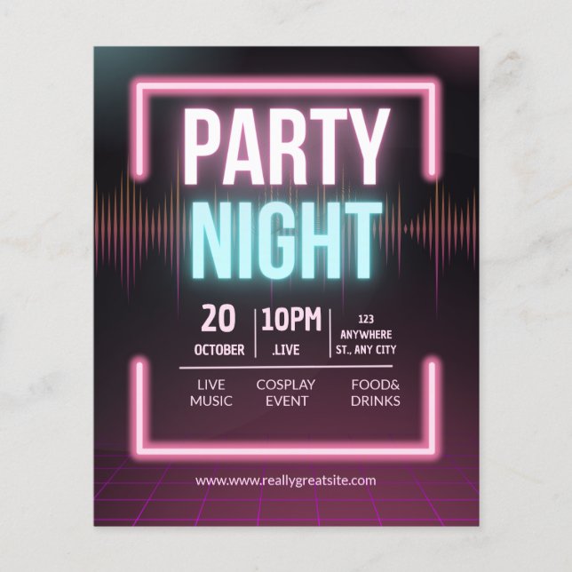Music Party Invitation, Party Night Flyer (Front)