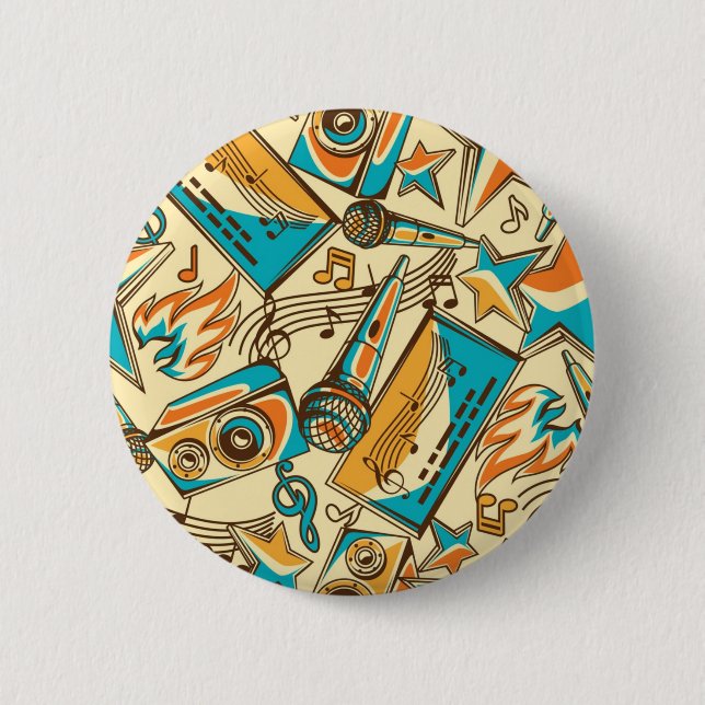 Music pattern 2 inch round button (Front)