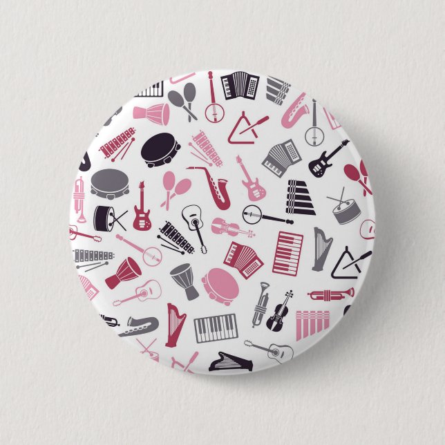Music pattern 2 inch round button (Front)