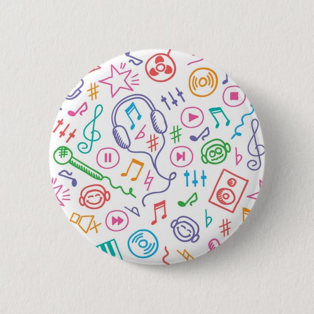 Music pattern 2 inch round button (Front)