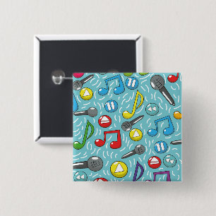 Music pattern 2 inch square button