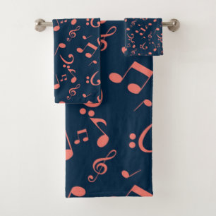 Music pattern bath towel set