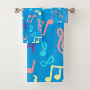 Music pattern bath towel set