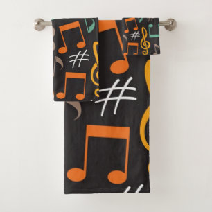 Music pattern bath towel set