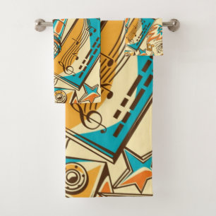 Music pattern bath towel set