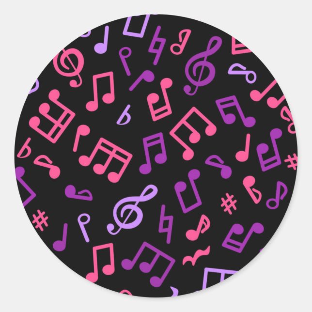 Music pattern classic round sticker (Front)