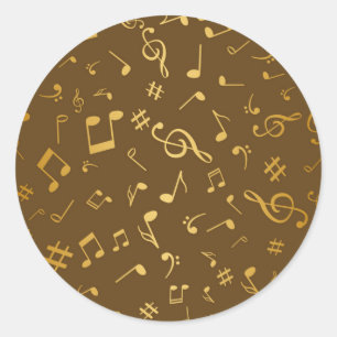 Music pattern classic round sticker