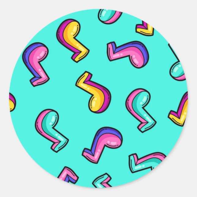 Music pattern classic round sticker (Front)