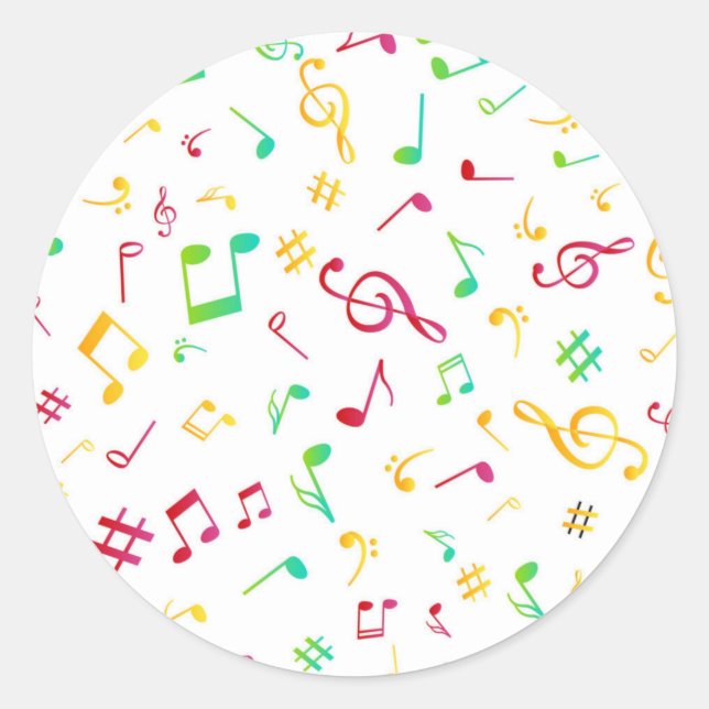 Music pattern classic round sticker (Front)