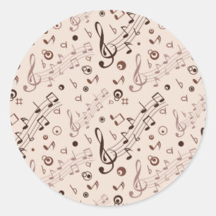 Music pattern classic round sticker