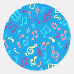 Music pattern classic round sticker