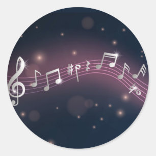 Music pattern classic round sticker
