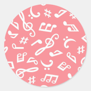 Music pattern classic round sticker