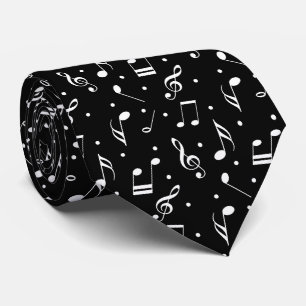Music Pattern Classy Black & White Musical Tie
