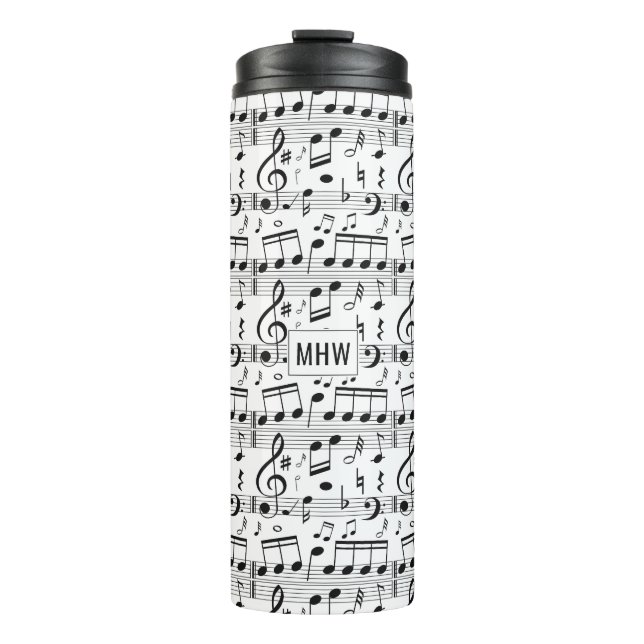 Music Pattern custom monogram tumbler (Front)