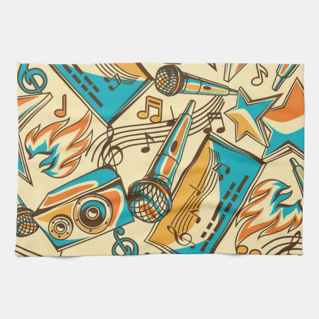 Music pattern kitchen towel (Horizontal)