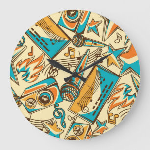 Music pattern large clock