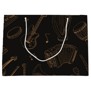 Music pattern large gift bag