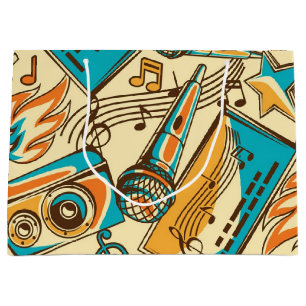 Music pattern large gift bag