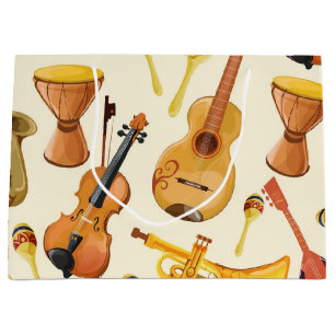 Music pattern large gift bag