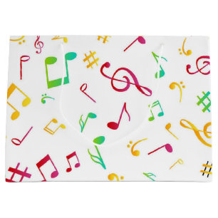 Music pattern large gift bag