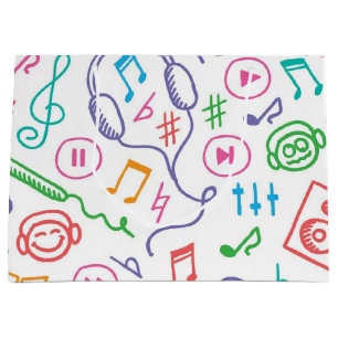 Music pattern large gift bag