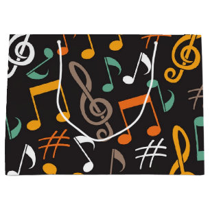 Music pattern large gift bag