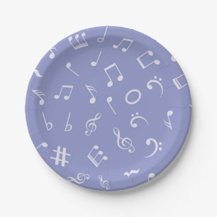 Music pattern paper plate