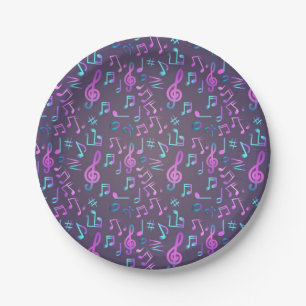 Music pattern paper plate