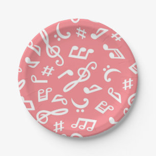 Music pattern paper plate