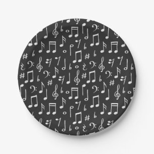 Music pattern paper plate