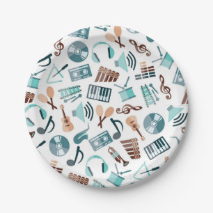 Music pattern paper plate