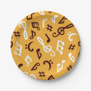 Music pattern paper plate