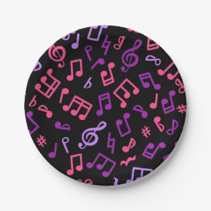 Music pattern paper plate