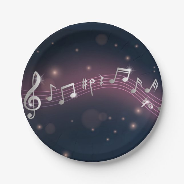 Music pattern paper plate (Front)