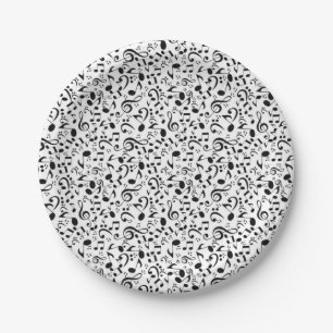 Music pattern paper plate