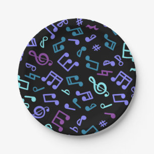 Music pattern paper plate