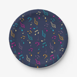 Music pattern paper plate