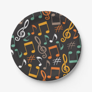 Music pattern paper plate
