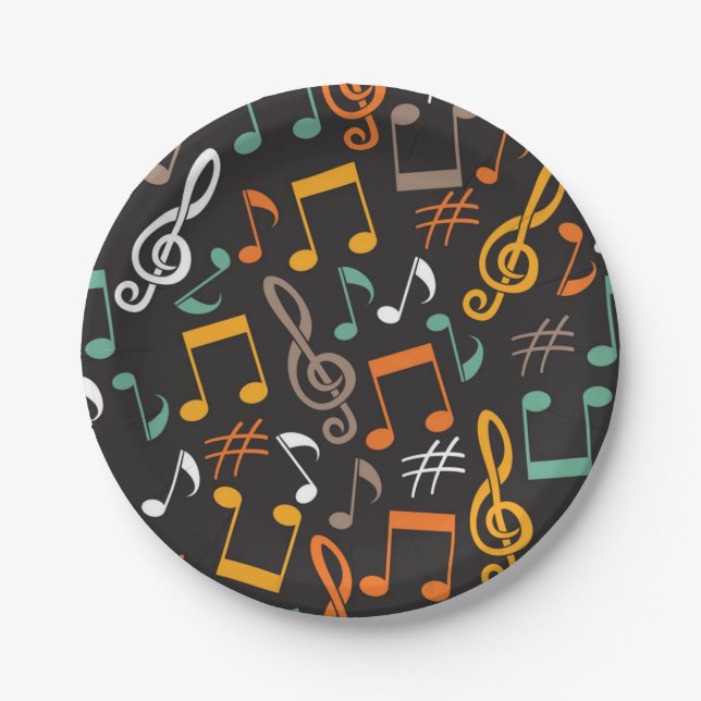 Music pattern paper plate (Front)