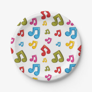 Music pattern paper plate