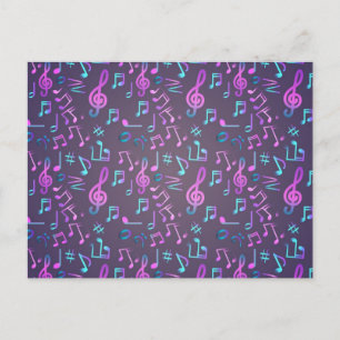 Music pattern postcard
