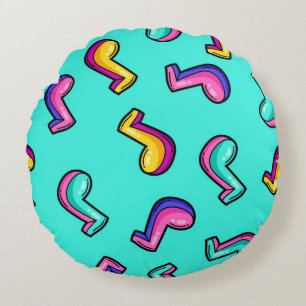 Music pattern round pillow
