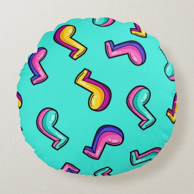 Music pattern round pillow (Front)
